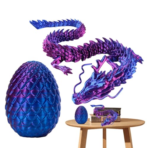 Aisyrain 3D Gedrucktes Drachenei, voll beweglicher Drache Kristalldrache mit Drachenei, Gelenkiges Drachen Zappelspielzeug, Drachenornament Mit Beweglichen Gelenken Für Kinder von Aisyrain