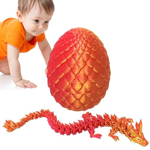 Aisyrain Drache Spielzeug, 3D Gedrucktes Drachenei, Bewegliche Gelenke Drache mit Ei, Sensorisches Ei-Spielzeug, Realistische Beweglicher Drachen Figuren für Kinder und Erwachsene von Aisyrain