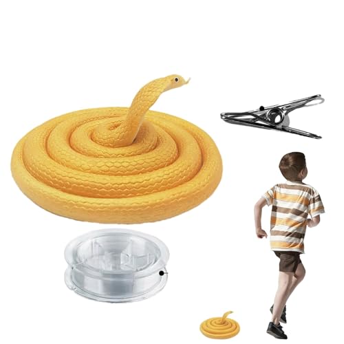 Aisyrain Gefälschte Schlange, realistischer Schlangenstreich - Clip-on-Schlangenstreich-Requisiten mit Schnur - Cobra-Streichspielzeug, 1,1 m, lustiger Streich für Erwachsene, necken Sie Freunde und von Aisyrain