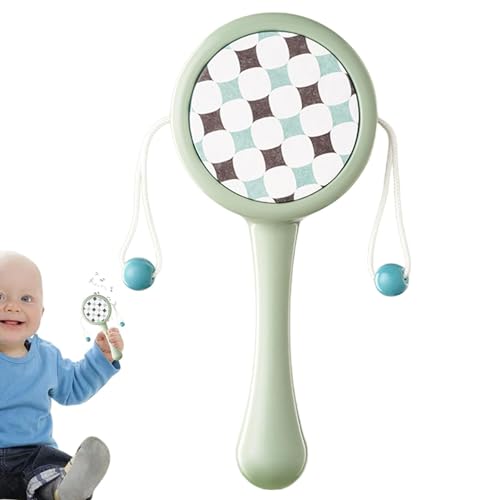 Aisyrain Handrasselspielzeug, Rasselhandtrommel - Handtrommel-Musik-Shaker - Visuelle Tracking-Übung Handtrommel-Shaker für beruhigendes Spielzeug für die frühe Bildung von Jungen und Mädchen von Aisyrain