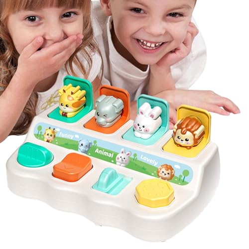 Aisyrain Tierisches Sinnesspielzeug, Tier-Pop-Spielzeugbox - Farbsortierendes Tierspielzeug,Farbsortierende Tier-Pop-Out-Box mit Knöpfen für Kinder ab 3 Jahren erleichtert das Lernen von Farben von Aisyrain