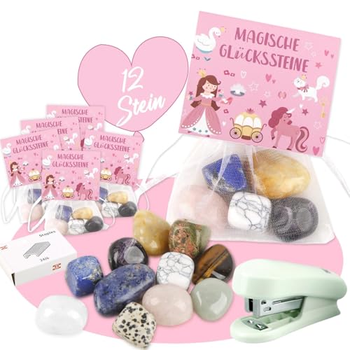 Aitsite 12 Set Glückssteine für Kinder Mitgebsel Kindergeburtstag Glücksbringer Steine Mitbringsel Kindergeburtstag Silvester Mitgebsel Magische Mutstein für Kinder (Einhorn) von Aitsite
