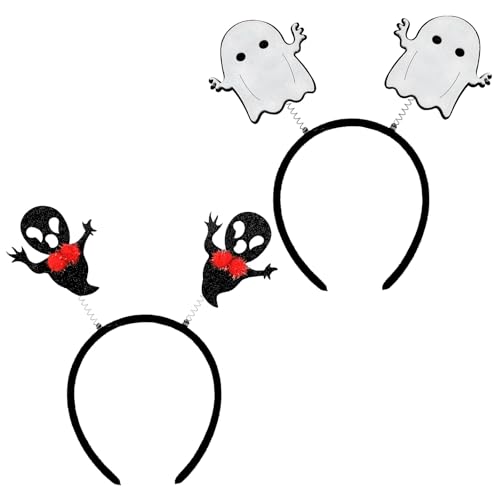 Aitsite 2 Stück Geister Haarreifen, Geist Stirnbänder Teufel Haarschmuck, Halloween Haarreifen für Damen Herren Kinder, Gespenster Haarreif für Halloween Geist Gespenst Kostüm Fasching Party Cosplay von Aitsite