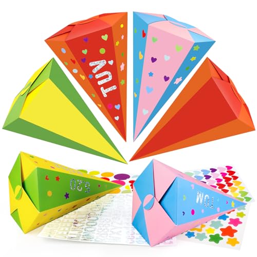 Aitsite 6 Stück Schultüte Bastelset, 30cm Zuckertüten Rohlinge, Schultüte mit Deko Aufklebern, Zuckertüte Junge Zuckertüte Mädchen, Mini Schultüten zum Befüllen für Kinder Partys von Aitsite