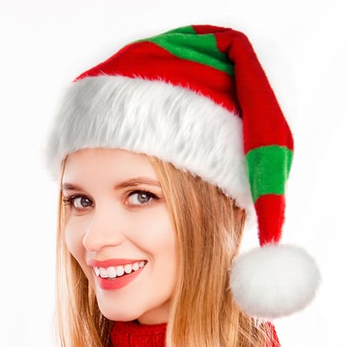 Aitsite Farbkollision Weihnachtsmütze, Weihnachts Haube Erwachsene, Nikolausmütze Plüsch aus Dicker Fellrand, Weihnachts Haube für Weihnachten Geschenk Aitsite Farbkollision Weihnachtsmütze, Weihnachts Haube Erwachsene, Nikolausmütze Plüsch aus Dicker Fellrand, Weihnachts Haube für Weihnachten Geschenk von Aitsite
