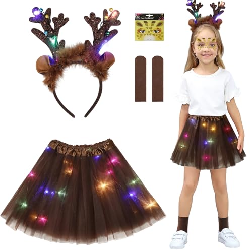 Aitsite Karnevals Kostüm Mädchen Reh, Leuchtende Kinder Reh Kostüm, LED Tutu Tüllrock Rentier Kostüm Mädchen, Tutu Rock mit Reindeer Headband, Reh Rock für Karneval und Cosplay Party Aitsite Karnevals Kostüm Mädchen Reh, Leuchtende Kinder Reh Kostüm, LED Tutu Tüllrock Rentier Kostüm Mädchen, Tutu Rock mit Reindeer Headband, Reh Rock für Karneval und Cosplay Party von Aitsite
