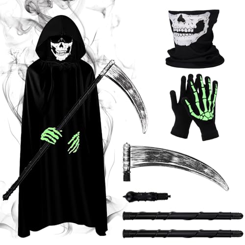 Aitsite Kostüm Halloween Sensenmann, Hallooweenkostüm Kinder, Kostüm Kinder Umhang, Sensenmann Mädchen Kostüm für Halloween Partys und Familienfeiern Aitsite Kostüm Halloween Sensenmann, Hallooweenkostüm Kinder, Kostüm Kinder Umhang, Sensenmann Mädchen Kostüm für Halloween Partys und Familienfeiern von Aitsite