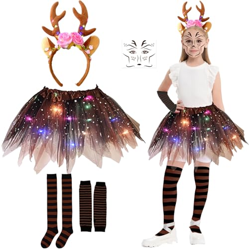 Aitsite Tierkostüm Kinder, Tüllrock mit Lichterkette Karneval, Tier Kostüm, Dschungel Kostüm Kinder, Mädchen Tüllrock Set, Mit Haarbänder Nase Schleifen Schwanz, Karneval Faschingskostüme Kinder Aitsite Tierkostüm Kinder, Tüllrock mit Lichterkette Karneval, Tier Kostüm, Dschungel Kostüm Kinder, Mädchen Tüllrock Set, Mit Haarbänder Nase Schleifen Schwanz, Karneval Faschingskostüme Kinder von Aitsite