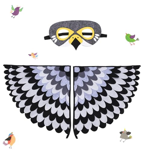 Aitsite Kinder Vogelflügel Kostüm, Vogeleule und Pfau Maske Eule verkleiden sich, mit Filzmasken, bunte Kostüme für Jungen und Mädchen Aitsite Kinder Vogelflügel Kostüm, Vogeleule und Pfau Maske Eule verkleiden sich, mit Filzmasken, bunte Kostüme für Jungen und Mädchen von Aitsite