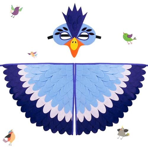 Aitsite Kinder Vogelflügel Kostüm, Vogeleule und Pfau Maske Eule verkleiden sich, mit Filzmasken, bunte Kostüme für Jungen und Mädchen von Aitsite