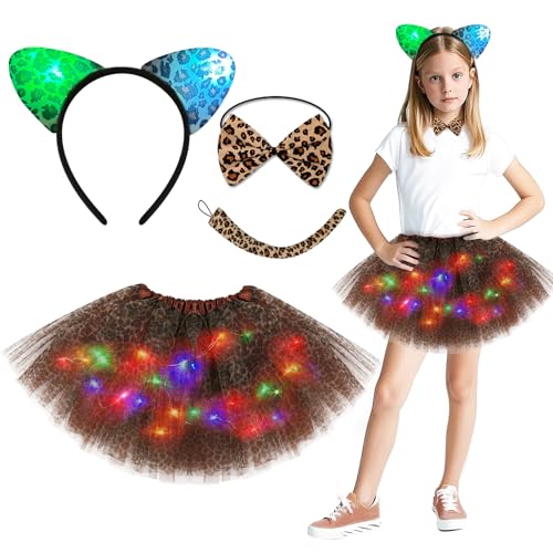 Aitsite baow Tierkostüm Kinder, Tüllrock mit Lichterkette Karneval, Tier Kostüm, Dschungel Kostüm Kinder, Mädchen Tüllrock Set, Mit Haarbänder Nase Schleifen Schwanz, Karneval Faschingskostüme Kinder Aitsite baow Tierkostüm Kinder, Tüllrock mit Lichterkette Karneval, Tier Kostüm, Dschungel Kostüm Kinder, Mädchen Tüllrock Set, Mit Haarbänder Nase Schleifen Schwanz, Karneval Faschingskostüme Kinder von Aitsite