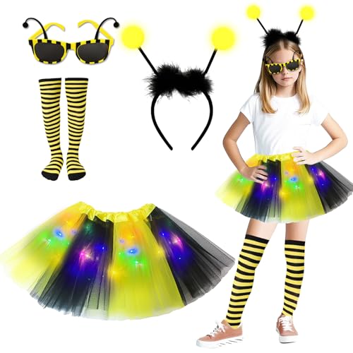 Aitsite bees Tierkostüm Kinder, Tüllrock mit Lichterkette Karneval, Tier Kostüm, Dschungel Kostüm Kinder, Mädchen Tüllrock Set, Mit Haarbänder Nase Schleifen Schwanz, Karneval Faschingskostüme Kinder Aitsite bees Tierkostüm Kinder, Tüllrock mit Lichterkette Karneval, Tier Kostüm, Dschungel Kostüm Kinder, Mädchen Tüllrock Set, Mit Haarbänder Nase Schleifen Schwanz, Karneval Faschingskostüme Kinder von Aitsite