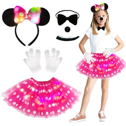 Aitsite pink Tierkostüm Kinder, Tüllrock mit Lichterkette Karneval, Tier Kostüm, Dschungel Kostüm Kinder, Mädchen Tüllrock Set, Mit Haarbänder Nase Schleifen Schwanz, Karneval Faschingskostüme Kinder Aitsite pink Tierkostüm Kinder, Tüllrock mit Lichterkette Karneval, Tier Kostüm, Dschungel Kostüm Kinder, Mädchen Tüllrock Set, Mit Haarbänder Nase Schleifen Schwanz, Karneval Faschingskostüme Kinder von Aitsite