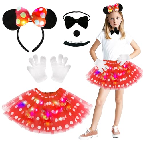 Aitsite red Tierkostüm Kinder, Tüllrock mit Lichterkette Karneval, Tier Kostüm, Dschungel Kostüm Kinder, Mädchen Tüllrock Set, Mit Haarbänder Nase Schleifen Schwanz, Karneval Faschingskostüme Kinder Aitsite red Tierkostüm Kinder, Tüllrock mit Lichterkette Karneval, Tier Kostüm, Dschungel Kostüm Kinder, Mädchen Tüllrock Set, Mit Haarbänder Nase Schleifen Schwanz, Karneval Faschingskostüme Kinder von Aitsite