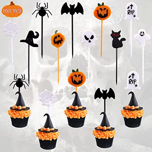 100 Stück Aitsite Halloween Kuchen Deko, Plastic Tischdeko Cupcake Topper Picks Muffins Ghost Spinne Fledermaus Kürbis Decor für Kinder Geburtstag Party Themen (10 Motive) 100 Stück Aitsite Halloween Kuchen Deko, Plastic Tischdeko Cupcake Topper Picks Muffins Ghost Spinne Fledermaus Kürbis Decor für Kinder Geburtstag Party Themen (10 Motive) von Aitsite