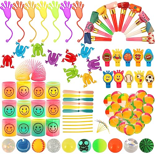Mitgebsel kindergeburtstag Set, Give Aways Kindergeburtstag Gastgeschenke Mix Kleine Geschenke Enthalten Regenbogenspirale, Klatschhand, Party-Gebläse, Flummis, Springende Frösche, Puzzle-Würfel etc. von Aitsite