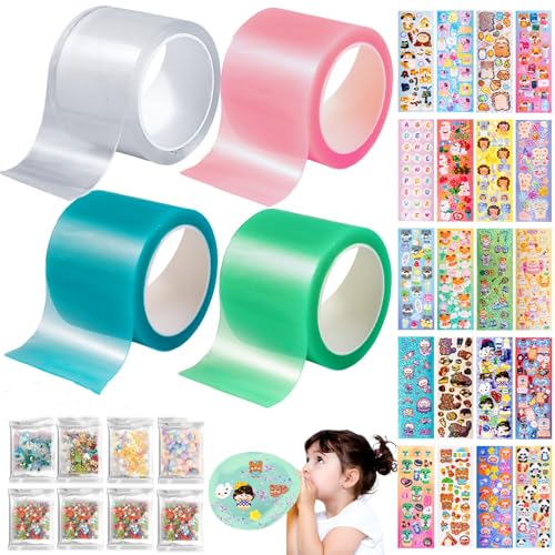 Nano Tape Bubbles Set, 38 Stücke Nano Bubble Tape Toy Kit, DIY Nano Tape Vier Farben, Blowing Bubble Tape, DIY Decompression Craft Kit für Mädchen Jungen, Multipurpose Poster Nano Tape Nano Tape Bubbles Set, 38 Stücke Nano Bubble Tape Toy Kit, DIY Nano Tape Vier Farben, Blowing Bubble Tape, DIY Decompression Craft Kit für Mädchen Jungen, Multipurpose Poster Nano Tape von Aitsite