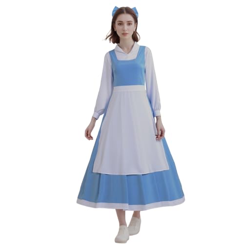 Aiugko Blaues Damenkleid, Schönheitskostüm, Mädchen, Prinzessin, Halloween, Weihnachten, Verkleidung (blau, groß) von Aiugko