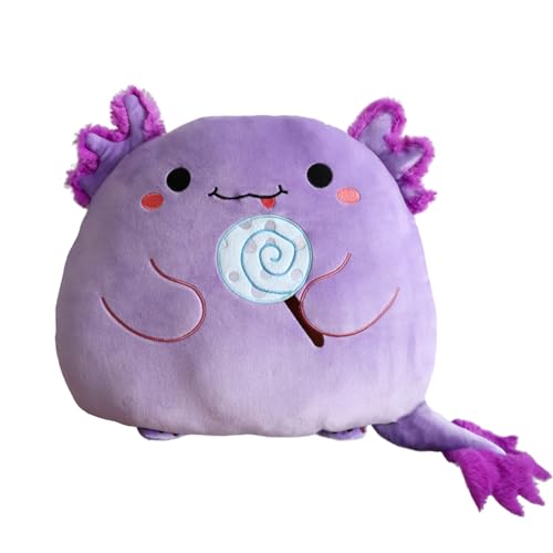 Aiuidun Axolotl Plüsch,Niedliches Plüschtier Salamander Plüschkissen, Weiches Axolotl Umarmungskissen Plüschtier Spielzeug Geschenke für Kinder(Lila Lolli) von Aiuidun