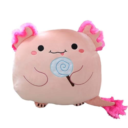Aiuidun Axolotl Plüsch,Niedliches Plüschtier Salamander Plüschkissen, Weiches Axolotl Umarmungskissen Plüschtier Spielzeug Geschenke für Kinder(Rosa Lolli) von Aiuidun