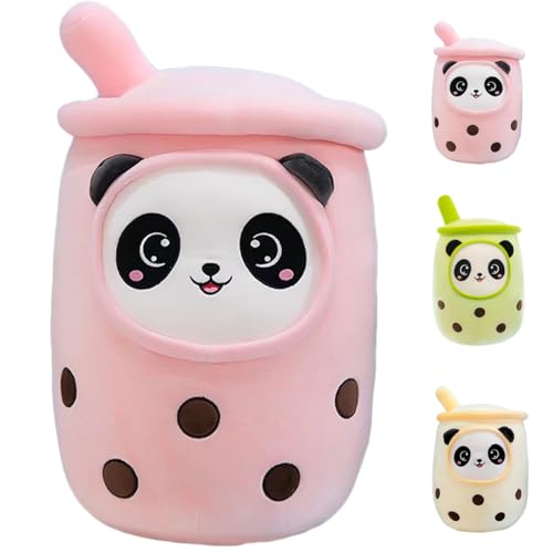 Aiuidun Bubble Tea Kuscheltier,Boba Stofftier Plüschkissen Spielzeug Weiches Umarmungskissen Geschenk für Kinder Mädchen Jungen(Panda-Rosa,35cm) von Aiuidun