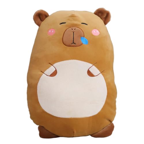 Aiuidun Capybara Plüschtier Kissen, Niedliche Capybara Stofftiere, Squishy Capybara Plüsch Umarmungskissen, Superweiches Meerschweinchen Plüschtier Geschenke für Kinder(Brown Capybara) von Aiuidun