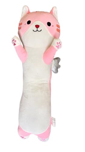 Katzen Kissen mit Flügeln, 110cm Lange Katze Kuscheltier, Weiches Plüschkissen für Seitenschläfer, Süße Kawaii Plüschkatze als Riesen Stofftier für Erwachsene & Kinder (Rosa) von Aiuidun