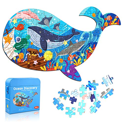 Puzzle Kinder 108 Teile, Jigsaw Puzzle Fisch Kinder Ocean Lernspiele Puzzle Spielzeug Geschenk für Kleinkinder Jungen Mädchen ab 3 4 5 6 7 8 9 Jahren (Stil 1) von AivaToba