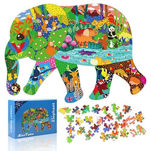 Puzzle Elefant Kinder, Jigsaw Puzzle 200 Teile Tier Puzzle Spielzeug Kinderpuzzle Geschenk für Kleinkinder Jungen Mädchen ab 3 4 5 6 7 8 9 Jahren von AivaToba