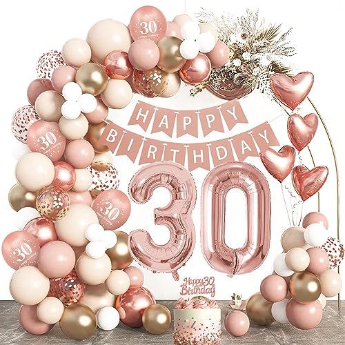 Deko 30 Geburtstag Frauen, AivaToba 30. Geburtstag Deko Rose Gold luftballons 30. Jahre,Happy Birthday Banner Birthday Decorations 30 Geburtstagsdeko Frauen Luftballon Girlande Party Deko von AivaToba