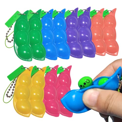 12 Stück Squeeze Bean Schlüsselanhänger Fidget Spielzeug,Sojabohnen Fidget Toys,Anti-Angst,Party Favor Spielzeug,Klassenzimmer Prämien. von Aiyouwei