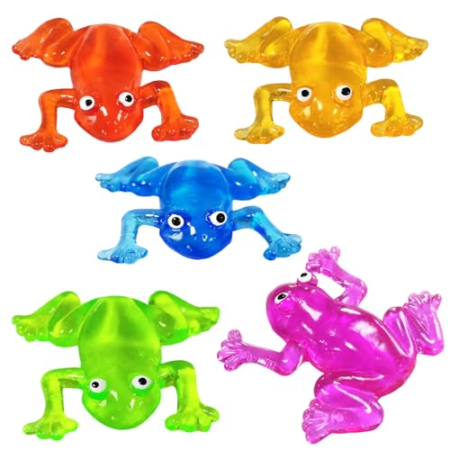 5 Stück Frog Super Stretch Sticky Stress Relief Squishy Spielzeug,Neuheit Fidget Spielzeug,Anti-Angst,Party Favors,Klassenzimmer Prämien,Goody Bag Stuffers von Aiyouwei