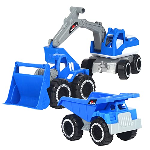 Aizuoni 3PCS Tragbares Baufahrzeug Spielzeug Bagger LKW, Bagger Und Muldenkipper Sandkasten Spielzeugautos Deko Für Kinder Jungen 3+ 4 5 Jahre von Aizuoni