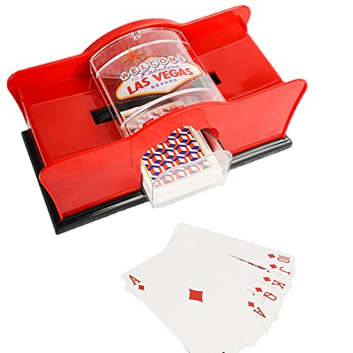 Aizuoni Card Shuffler, Kartenmischer Handbuch | Spielkartenmischer und -Spender,2 Decks mit Kartenhaltern, einfacher handgekurbelter Kartenmischmaschine für Blackjack Poker Texas von Aizuoni
