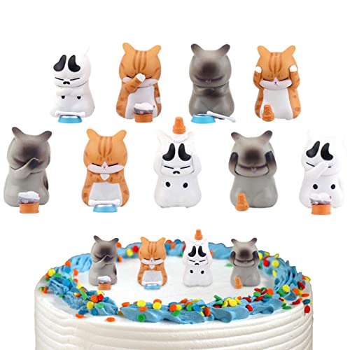 Aizuoni Cartoon-Cupcake-Topper, Katzen-Kuchentopper,Cartoon-Katze-Cupcake-Ornament | Gut strukturierte Katzen-Tischspielzeugpuppe für den Arbeitsbereich, das Kinderzimmer, das Schlafzimmer und das von Aizuoni
