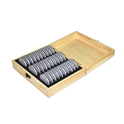 Aizuoni Gedenkmünzenbox,Aufbewahrungsbox Für 30 Münzen Aus Poliertem Holz - Holz-Münzaufbewahrungsbox Münzdisplay Gedenk-Sammelbehälter, Münzschutzbox Münzsammler von Aizuoni