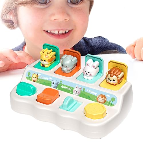 Aizuoni Pop-Tierspielzeug, tierisches sensorisches Spielzeug - Bunte interaktive Tierspielzeugkiste - 3 Jahre alt+ Frühpädagogisches Spielzeug mit Knöpfen Buntes Entwicklungsspielzeug zum Erlernen von von Aizuoni