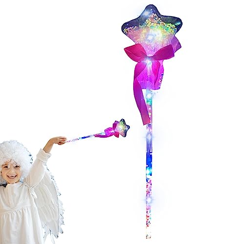 Aizuoni Prinzessin Zauberstab - Prinzessinnen-LED-Leuchtzauberstab Für Kinder - Leuchtender Zauberstab, Feenstab, Spielzeug, Für Mädchen Weihnachten Geburtstagsfeier Dekoration von Aizuoni