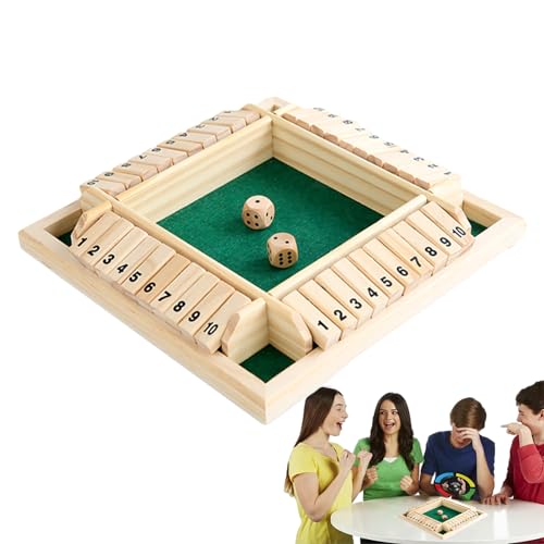 Aizuoni Shut The Box-Spiel | Würfelspiele aus Holz | Tabletop-Spiele, 2–4 Spieler, verbessern Mathematik- Klassische Tischspiele für Klassenzimmer, Zuhause, Party oder Kneipe von Aizuoni