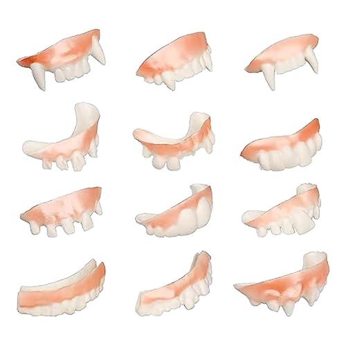 Aizuoni Vampirzähne Für Erwachsene, Kostüm Zähne, Waschbar 12-teilig Kinder Kostüm Accessoires Gruselpartys Streiche von Aizuoni