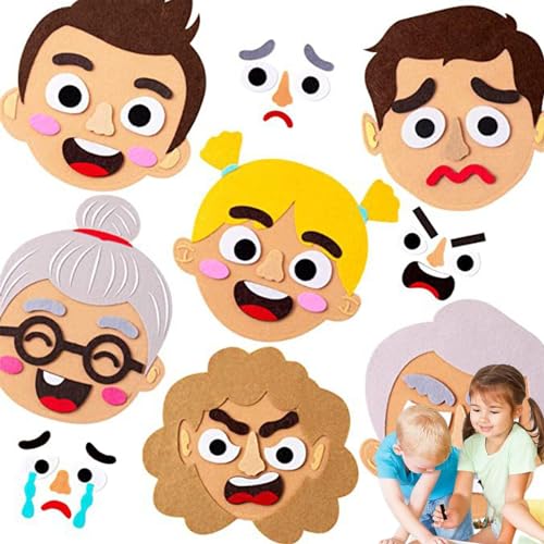 Filzaufkleber für Kinder, Spiele mit lustigen Gesichtern | Lustige Filzaufkleber für soziales emotionales Lernen - Spielzeug zum Ändern des Ausdrucks für Zuhause, Schule, Park, Auto und draußen von Aizuoni