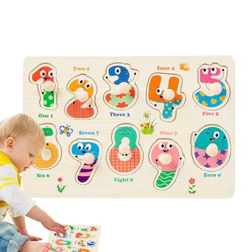 Kinder-Steckpuzzles, Steckpuzzle-Spielzeug | Holz-Cartoon-Steckpuzzle für Kinder | Buntes sensorisches Lernspielzeug, ergonomisches Puzzle-Spielzeug zur Verbesserung der Feinmotorik von Aizuoni