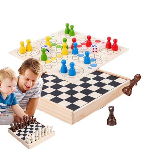Kinderschachspiel, Schachbrett für Kinder | 2-in-1 tragbares fliegendes Schachbrett | Reise-Fliegendes Schachspiel für Erwachsene und Kinder, Puzzle-Fliegendes Schach für den Außenbereich, von Aizuoni