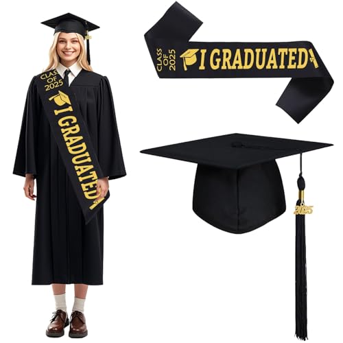 Ajuanbazha Unisex Doktorhut Abschluss Set, Verstellbarer Graduation Cap in Schwarz mit Schärpe Quaste, Ideal für Abitur, Bachelor, Master und Hochschulfeiern (B) von Ajuanbazha