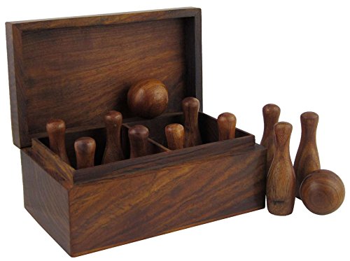 Ajuny Handgefertigtes Set aus Holz mit 10 Bowling Kegeln à 2,25 Zoll und 2 Mini Bowling Schalen à 1,25 Zoll, Spiel für Erwachsene und Kinder Heim Büro Schreibtisch Spielzeug Geschenk Ajuny Handgefertigtes Set aus Holz mit 10 Bowling Kegeln à 2,25 Zoll und 2 Mini Bowling Schalen à 1,25 Zoll, Spiel für Erwachsene und Kinder Heim Büro Schreibtisch Spielzeug Geschenk von Ajuny