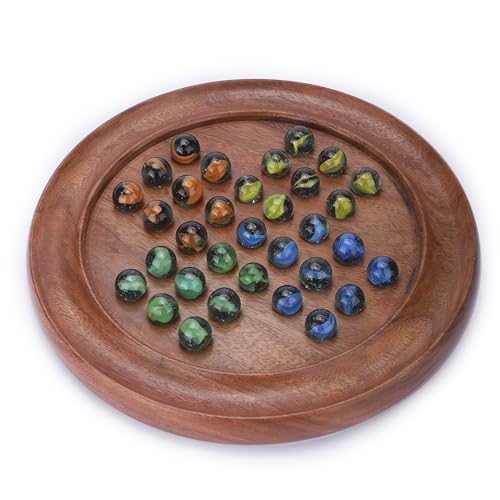 Ajuny Classic Solitaire Handgefertigtes Brettspiel aus Holz mit 4 Farbigen Murmeln, lustige Tischspiele im indischen Vintage Design – ideal für Familienspaß und als Dekoration für das Zuhause Ajuny Classic Solitaire Handgefertigtes Brettspiel aus Holz mit 4 Farbigen Murmeln, lustige Tischspiele im indischen Vintage Design – ideal für Familienspaß und als Dekoration für das Zuhause von Ajuny