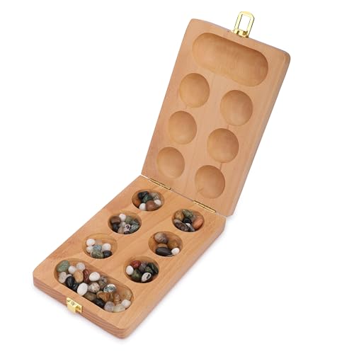 Ajuny Mancala Brettspielset aus Holz – Klappbrett mit 48+32 Mehrfarbigen Steinen Ideal für den Familienabend Tragbares Reiselustiges klassisches Tischspiel für Erwachsene und Kinder Ajuny Mancala Brettspielset aus Holz – Klappbrett mit 48+32 Mehrfarbigen Steinen Ideal für den Familienabend Tragbares Reiselustiges klassisches Tischspiel für Erwachsene und Kinder von Ajuny