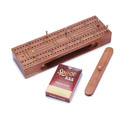 Ajuny Cribbage Brettspiel Set aus Holz, enthält 6 Metallklammern und 1 Spielkartenspiel mit Aufbewahrung Bereich, klassisches Tischspaßspiel, 10 Zoll, Reise Geschenke für Familienspieleabend von Ajuny