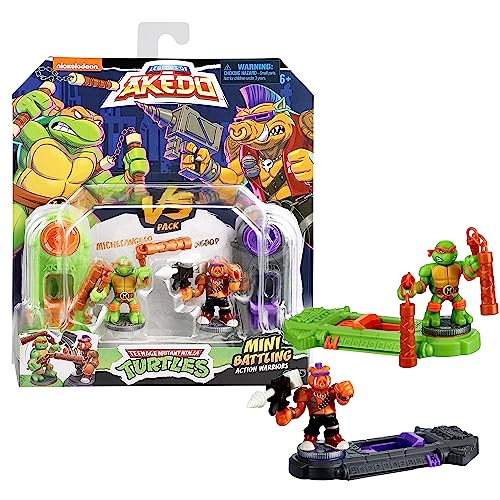 Akedo 15243 Legends of Teenage Mutant Ninja Turtles. Mini Battling Warriors Versus Pack Michelangelo Vs Bebop, grün, M von Akedo