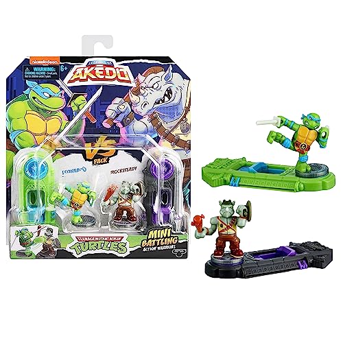 Akedo 15244 Legends of Teenage Mutant Ninja Turtles. Mini Battling Warriors Versus Pack Leonardo Vs Rocksteady, Small von Akedo